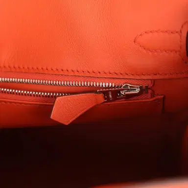 HERMÈS Pre-owned Hermes Quadrille Birkin 25 Brique Swift and Ecru-Mauve Pale and Brique Toile H Palladium Hardware | Thumbnail 9 HERMÈS Pre-owned Hermes Quadrille Birkin 25 Brique Swift and Ecru-Mauve Pale and Brique Toile H Palladium Hardware | Thumbnail 9
