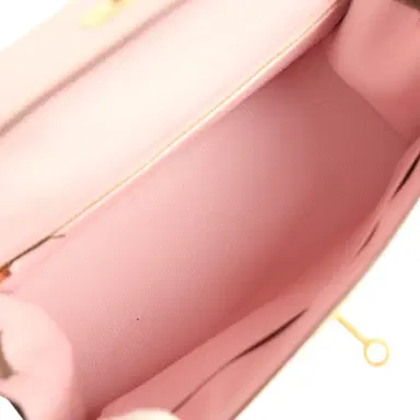 HERMÈS Pre-owned Hermes Special Order (HSS) Kelly Sellier 28 Rose Sakura and Etoupe Chevre Gold Hardware | Thumbnail 8