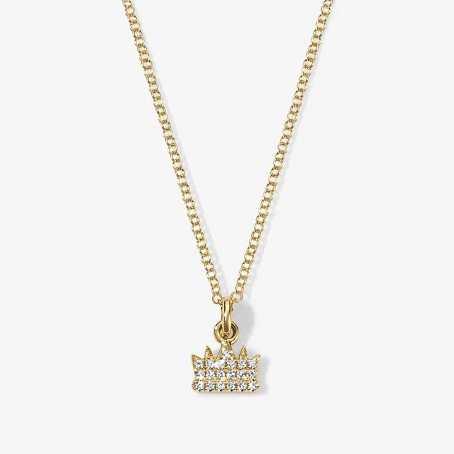 Stephanie Gottlieb Mini Token Pave Crown Necklace