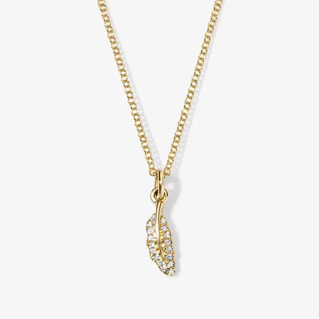 Stephanie Gottlieb Mini Token Pave Feather Necklace