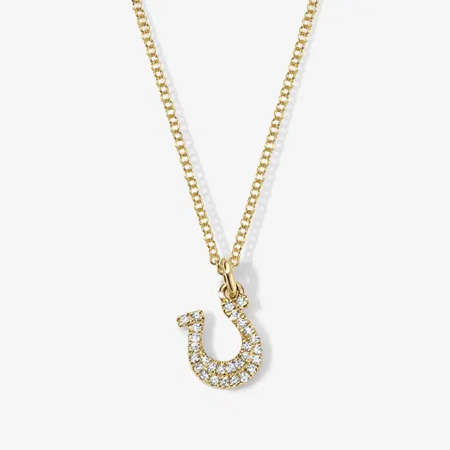 Stephanie Gottlieb Mini Token Pave Horseshoe Necklace