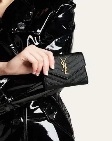 Saint Laurent Cassandre YSL Monogram Trifold Wallet in Grained Leather | Thumbnail 2
