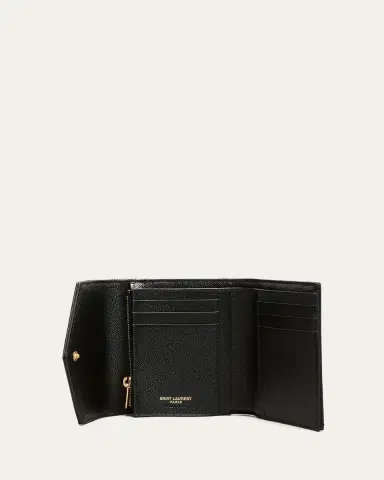 Saint Laurent Cassandre YSL Monogram Trifold Wallet in Grained Leather | Thumbnail 4
