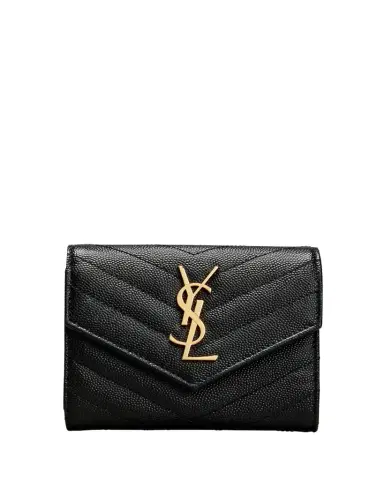 Saint Laurent Cassandre YSL Monogram Trifold Wallet in Grained Leather | Thumbnail 1