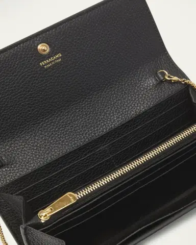 Ferragamo Gancino Flap Leather Wallet on Chain | Thumbnail 4 Ferragamo Gancino Flap Leather Wallet on Chain | Thumbnail 4