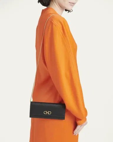 Ferragamo Gancino Flap Leather Wallet on Chain | Thumbnail 5 Ferragamo Gancino Flap Leather Wallet on Chain | Thumbnail 5