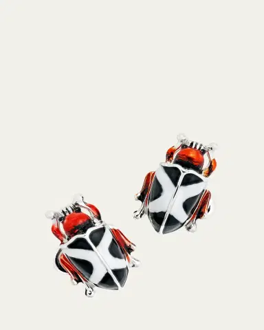 Jan Leslie Men's Hand-Painted Enamel Beetle Cufflinks | Thumbnail 2