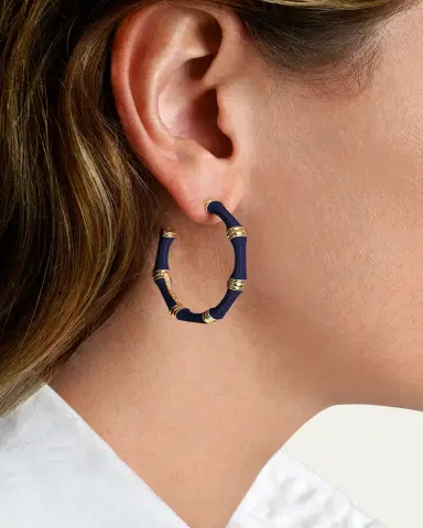 Anabel Aram Jewelry Bamboo Enameled Hoop Earrings | Thumbnail 2