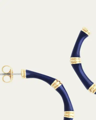 Anabel Aram Jewelry Bamboo Enameled Hoop Earrings | Thumbnail 4