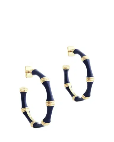 Anabel Aram Jewelry Bamboo Enameled Hoop Earrings | Thumbnail 1