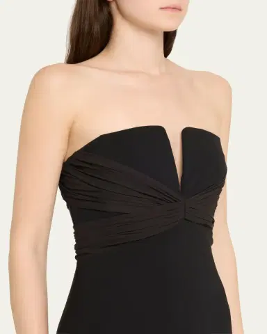 Halston Marguerite Strapless Plunge Midi Dress | Thumbnail 5