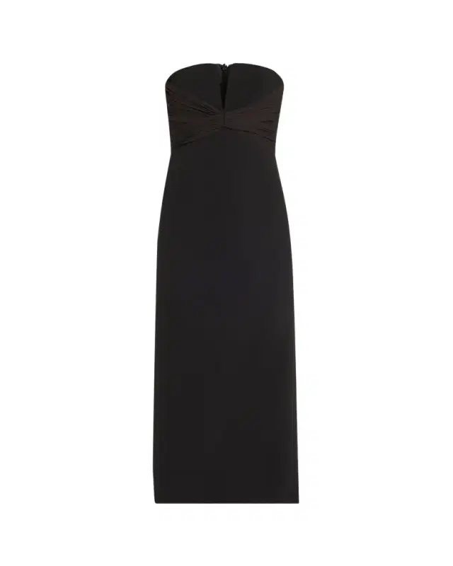 Halston Marguerite Strapless Plunge Midi Dress