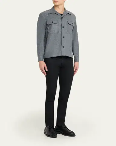 Salvatore Piccolo Men's Wool Double-Pocket Overshirt | Thumbnail 2 Salvatore Piccolo Men's Wool Double-Pocket Overshirt | Thumbnail 2