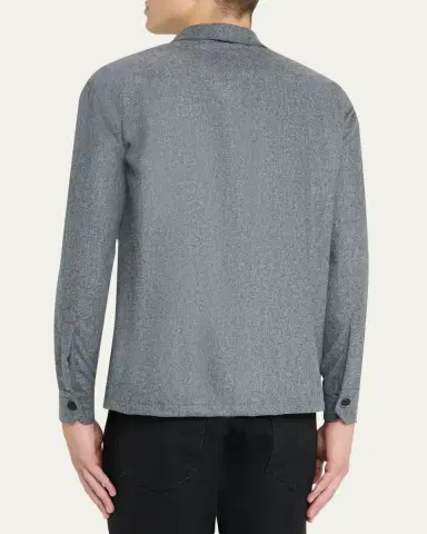 Salvatore Piccolo Men's Wool Double-Pocket Overshirt | Thumbnail 3 Salvatore Piccolo Men's Wool Double-Pocket Overshirt | Thumbnail 3