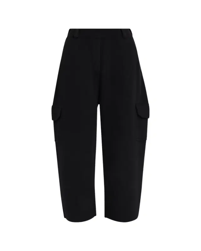Azaria Cashmere Barrel-Leg Ankle Cargo Trousers