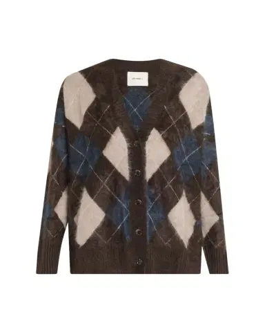 Lisa Yang Elaria Argyle Fuzzy Cashmere V-Neck Cardigan | Thumbnail 1