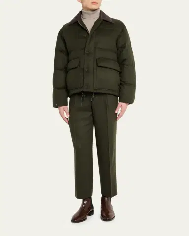 AURALEE Men's Quilted Wool Leather-Collar Jacket | Thumbnail 2