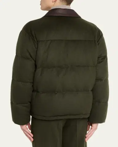 AURALEE Men's Quilted Wool Leather-Collar Jacket | Thumbnail 3