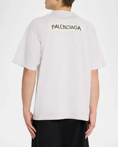 Balenciaga Men 's Jersey Masking Tape Logo T-Shirt | Thumbnail 2