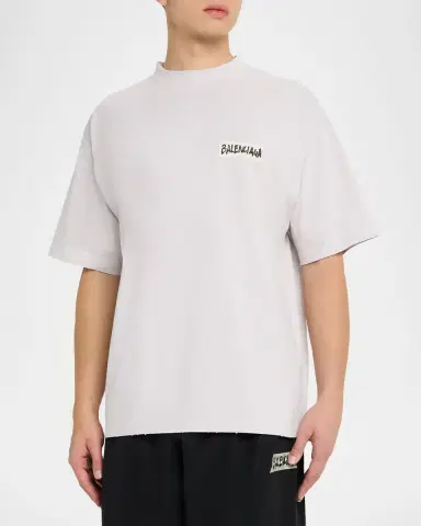 Balenciaga Men 's Jersey Masking Tape Logo T-Shirt | Thumbnail 3
