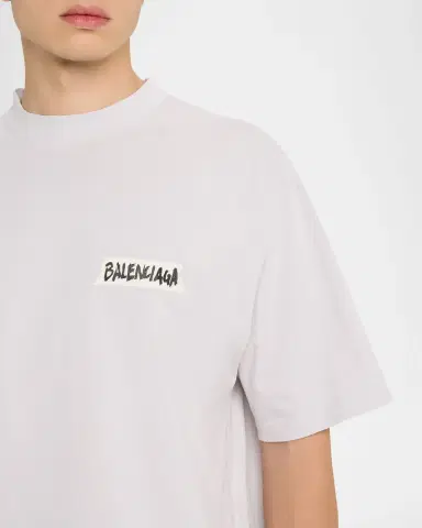 Balenciaga Men 's Jersey Masking Tape Logo T-Shirt | Thumbnail 4