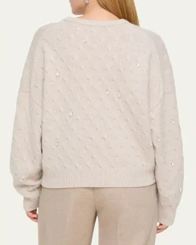 Lafayette 148 New York Cable-Knit Swarovski Crystal Sweater | Thumbnail 2 Lafayette 148 New York Cable-Knit Swarovski Crystal Sweater | Thumbnail 2