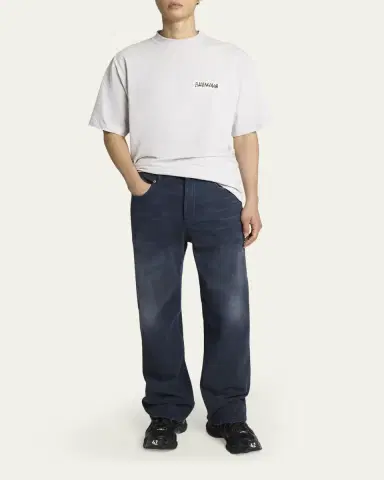 Balenciaga Men's Raw-Edge Denim Straight Leg Jeans | Thumbnail 2 Balenciaga Men's Raw-Edge Denim Straight Leg Jeans | Thumbnail 2