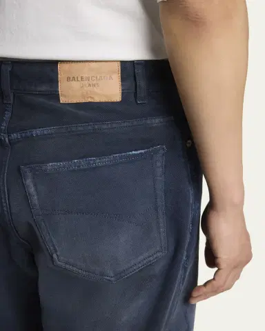 Balenciaga Men's Raw-Edge Denim Straight Leg Jeans | Thumbnail 5 Balenciaga Men's Raw-Edge Denim Straight Leg Jeans | Thumbnail 5