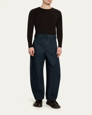 LEMAIRE Men's Denim Twisted Belted Pants | Thumbnail 2