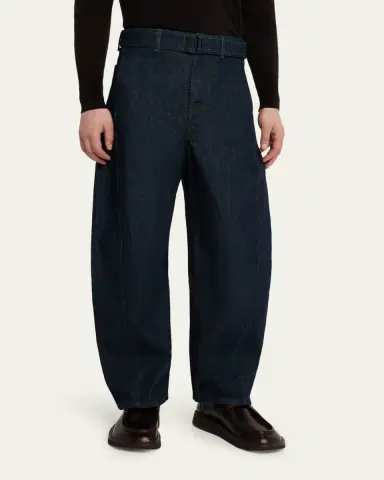 LEMAIRE Men's Denim Twisted Belted Pants | Thumbnail 4