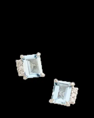 Jamie Wolf 18K White Gold Asymmetrical Emerald Cut Stud Earrings with Diamonds | Thumbnail 2