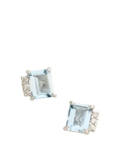 Jamie Wolf 18K White Gold Asymmetrical Emerald Cut Stud Earrings with Diamonds | Thumbnail 1