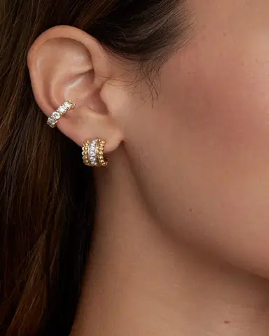Jamie Wolf 18K Yellow and White Gold Diamond Hoop Earrings with Beaded Edge | Thumbnail 2 Jamie Wolf 18K Yellow and White Gold Diamond Hoop Earrings with Beaded Edge | Thumbnail 2
