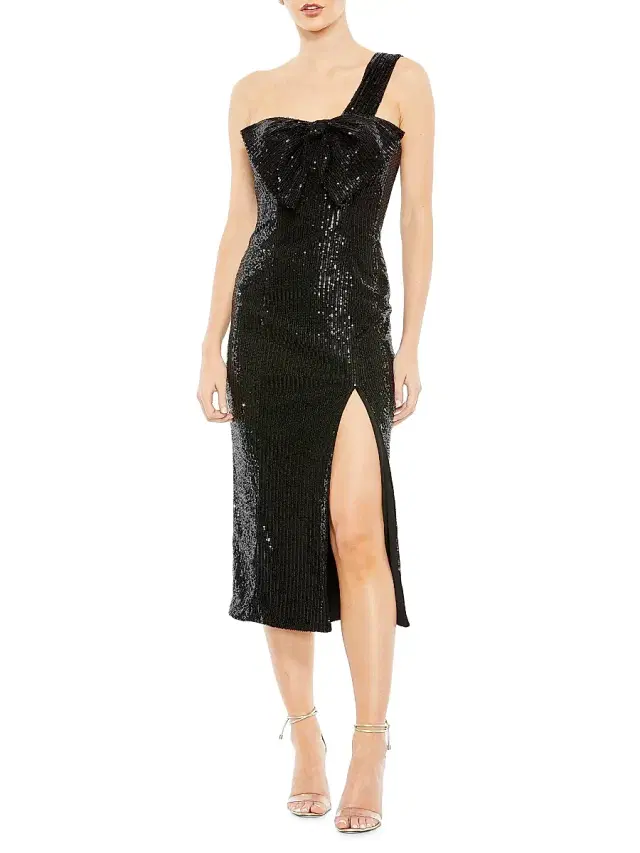 Mac Duggal Women's Metallic One-Shoulder Dress - Black