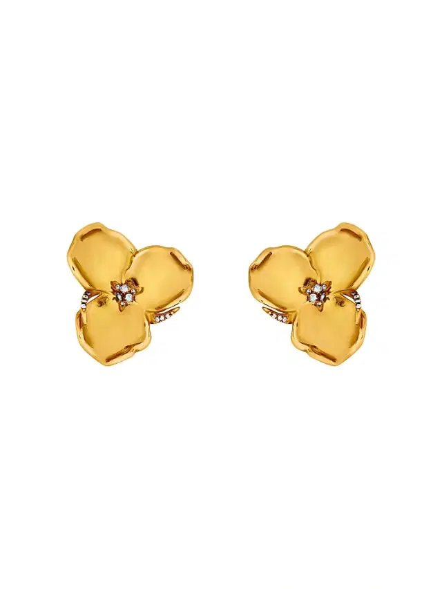 Women's 24K-Gold-Plated & Glass Crystal Blossom Stud Earrings - Gold
