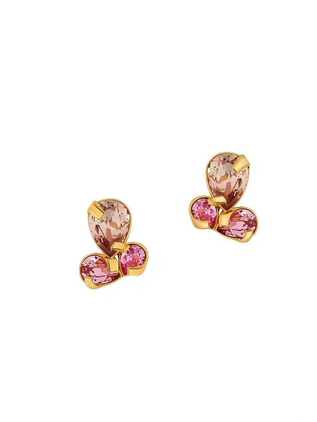 Women's Pear Rhinestone 24K-Gold-Plated Stud Earrings - Rose