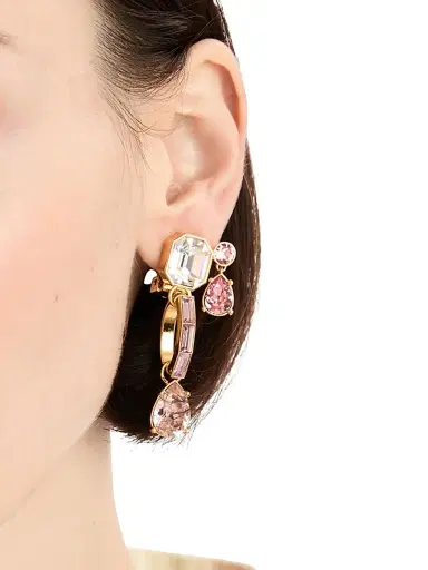Oscar de la Renta Women's 24K-Gold-Plated & Glass Crystal Clip-On Drop Earrings - Rose | Thumbnail 2