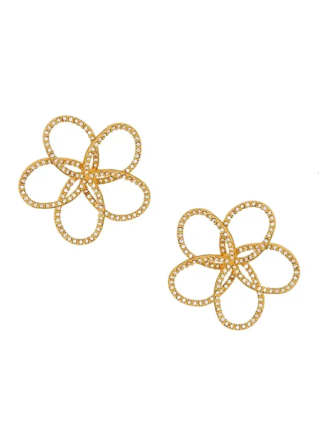 Women's Flower Chain 24K-Gold-Plated & Glass Crystal Earrings - Crystal