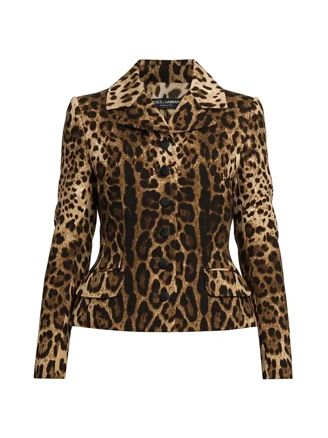 Dolce & Gabbana Women's Leopard-Print Peplum Jacket - Leo New