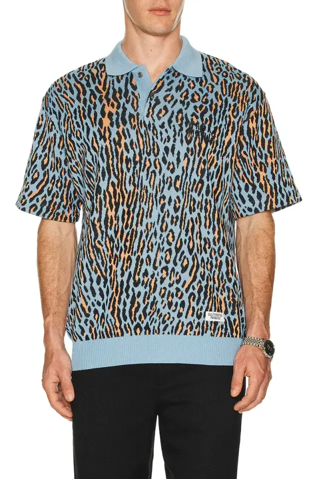 WACKO MARIA Leopard Knit Polo Shirt