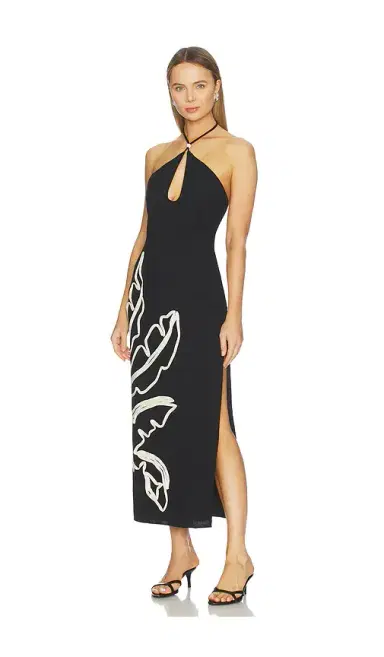 SEVEN WONDERS Brontie Keyhole Halter Midi Dress | Thumbnail 2