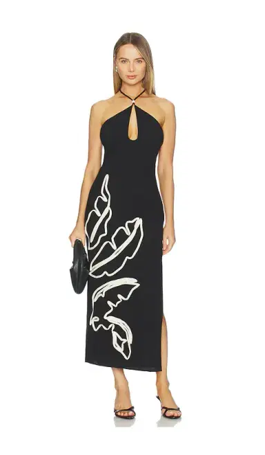 SEVEN WONDERS Brontie Keyhole Halter Midi Dress | Thumbnail 1