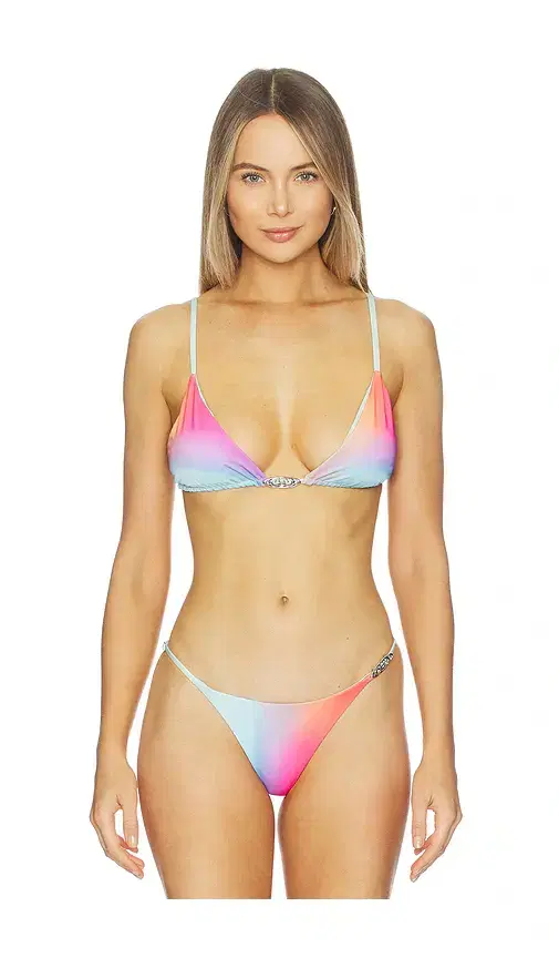 Casablanca Gradient Printed Triangle Bikini Top