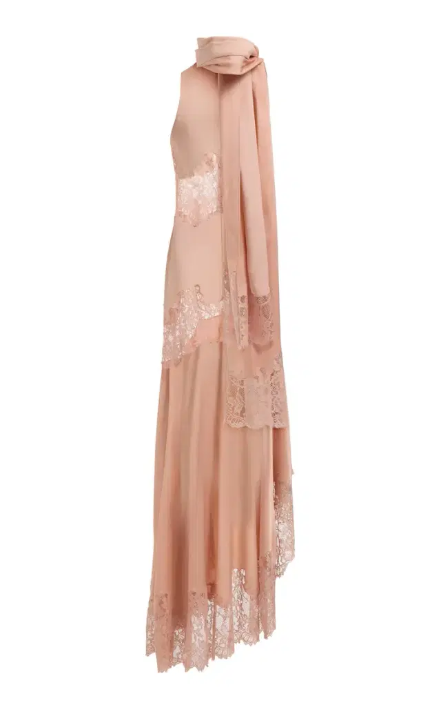 Elie Saab Lace-Detailed Satin Maxi Dress