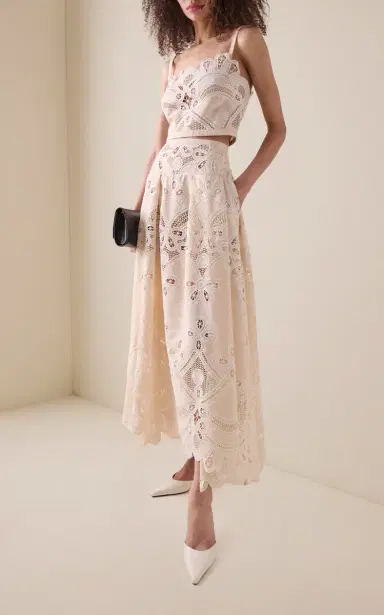 Elie Saab Embroidered Cotton Maxi Skirt | Thumbnail 2