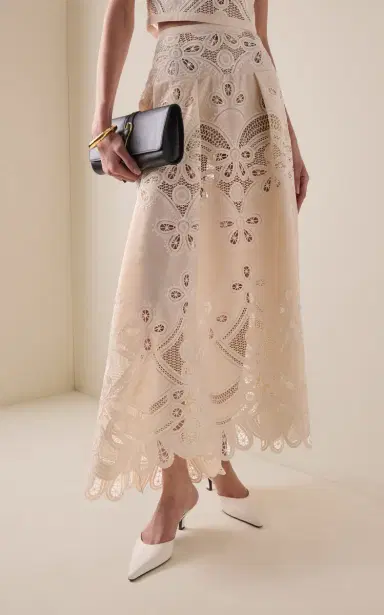 Elie Saab Embroidered Cotton Maxi Skirt | Thumbnail 3