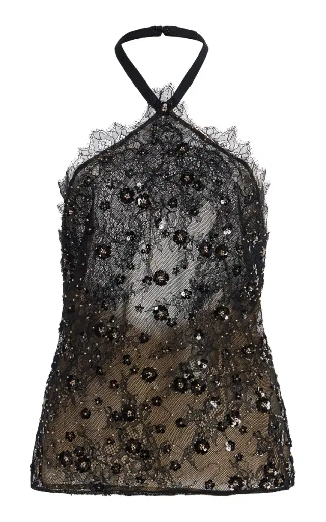 Elie Saab Embellished Lace Halter Top
