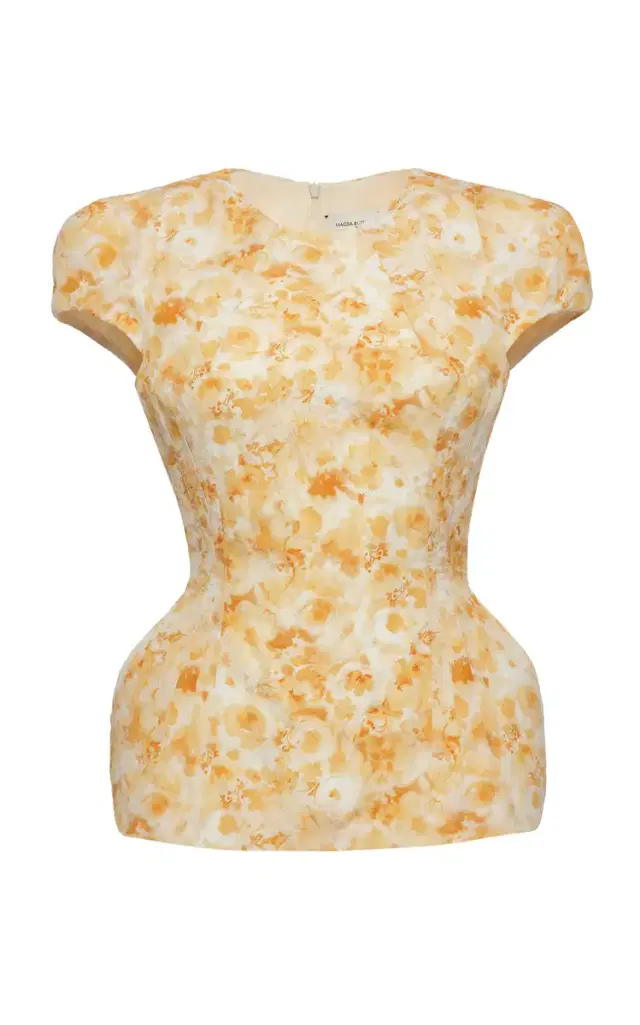 Magda Butrym Floral Cotton Peplum Top