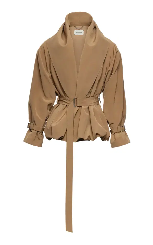 Magda Butrym Belted Linen-Blend Shawl-Collar Jacket