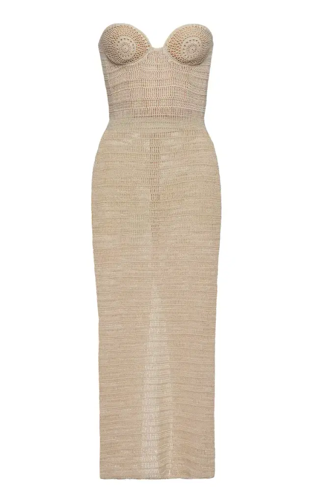Magda Butrym Strapless Crocheted Cotton Midi Dress